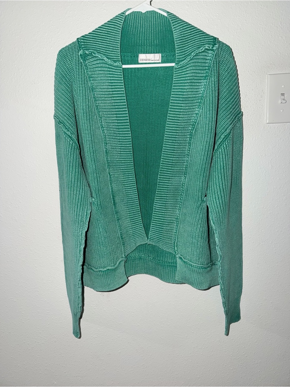 Zenana Outfitters Green Open-Front Ribbed Cardigan NWOT - Picture 1 of 7